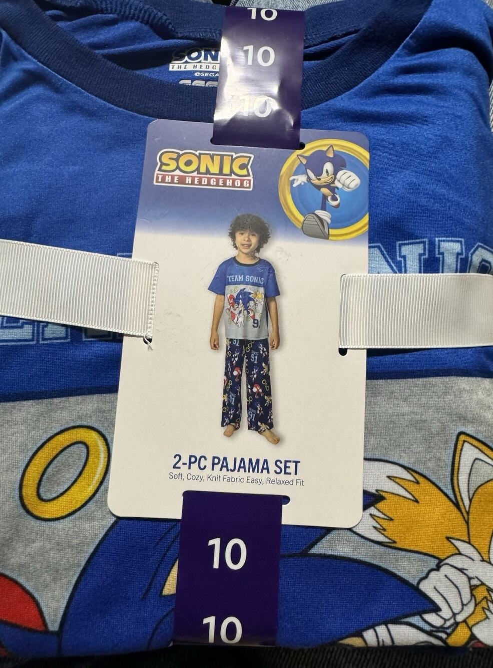 Boys Sonic Short Sleeve Long Pants PJ'S Size 10 Soft Cozy Knit Relaxed Fit